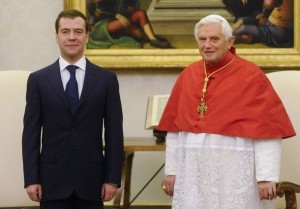 Президент Медведев и Папа Бенедикт XVI, аудиенция 3 декабря 2009 года