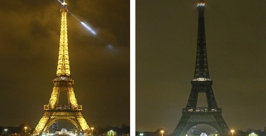 Огни Эйфелевой башни погасли ночью в память о жертвах теракта в Квебеке