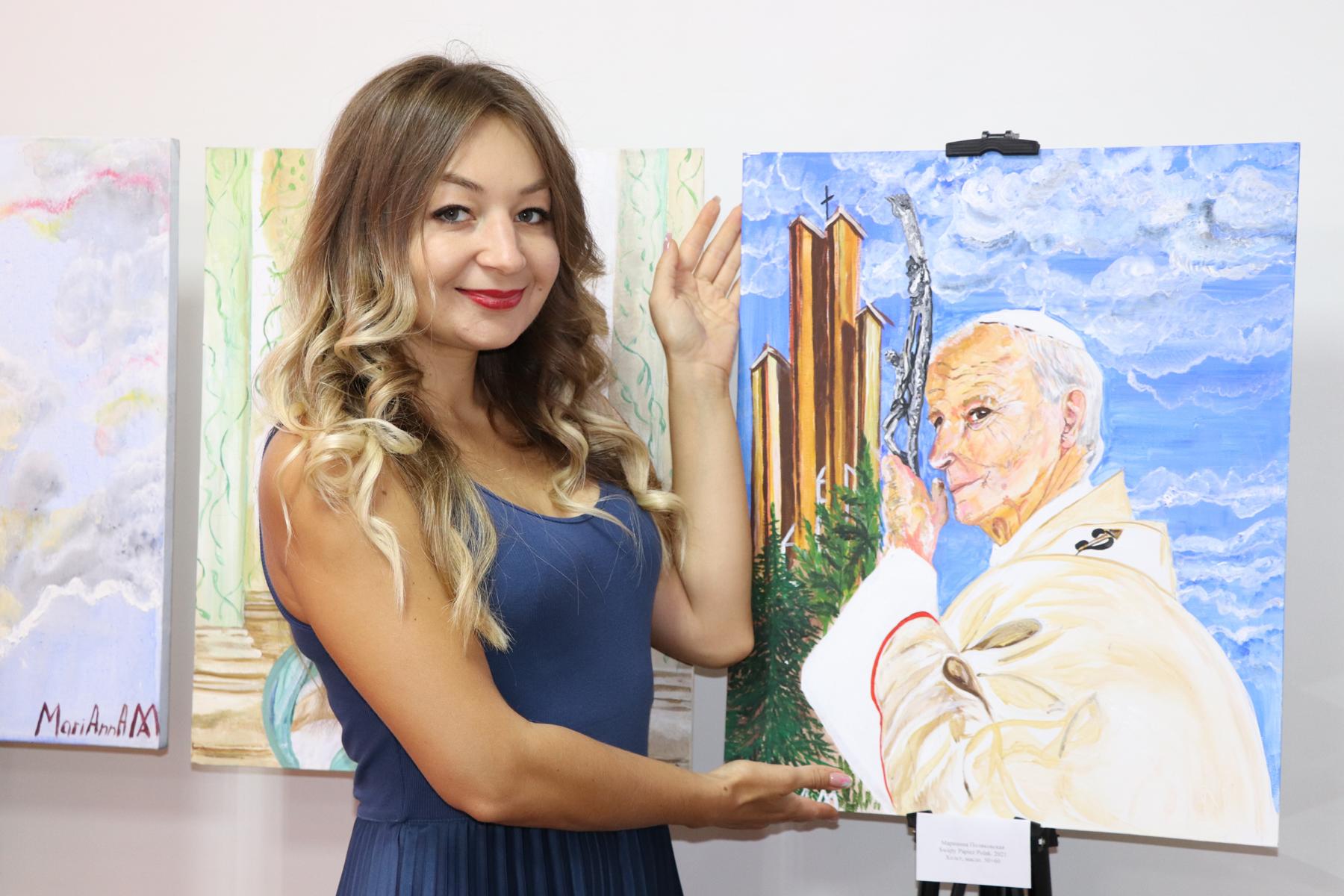 Художница из Нур-Султана представила портрет св. Иоанна Павла II к юбилею его визита в Казахстан
